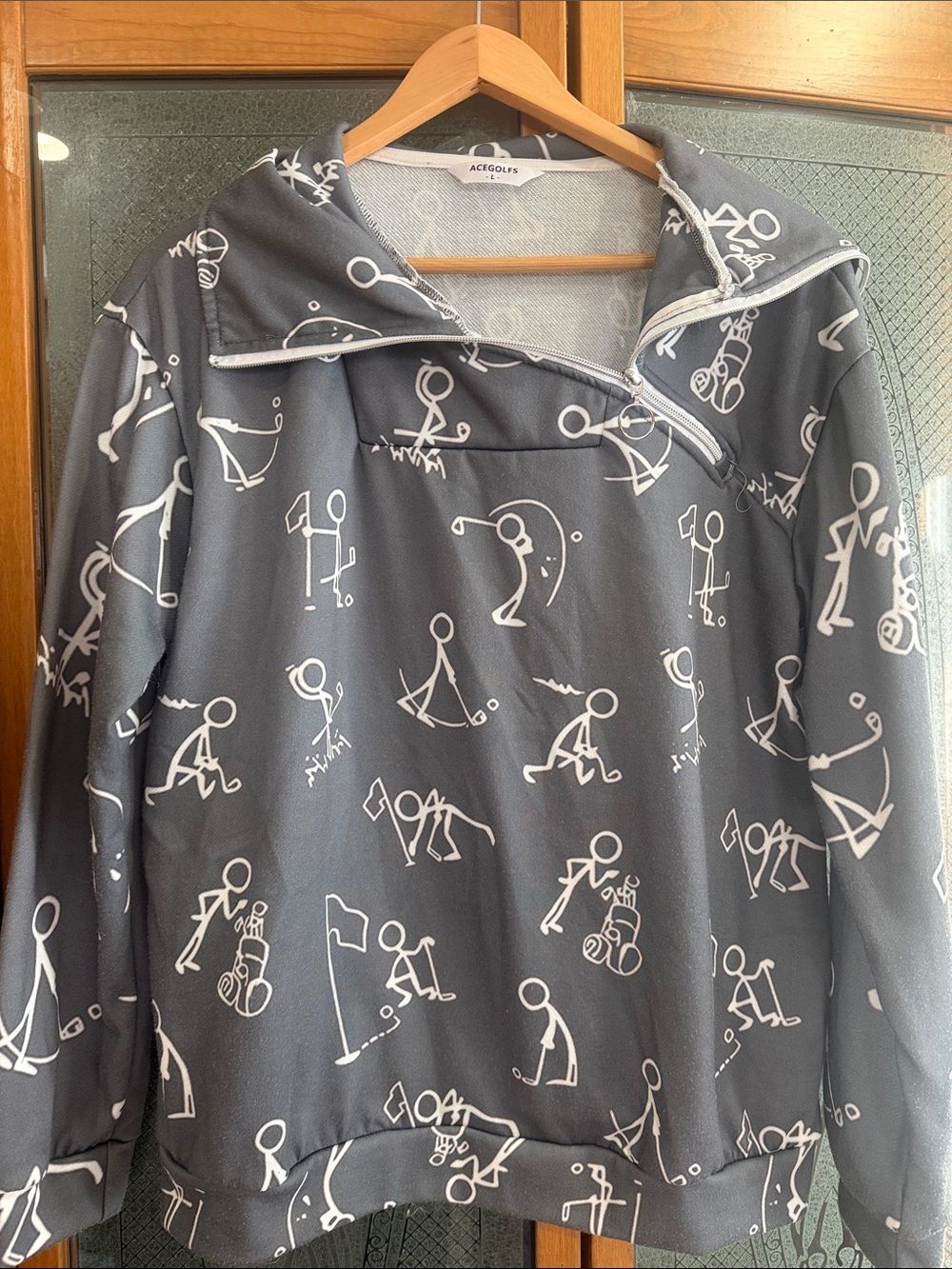 ACGOLFS Gray Stick Figure Women’s Golf Pullover Lg